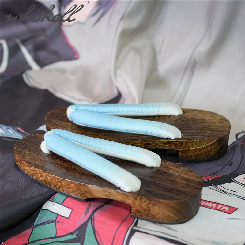 

WHOHOLL Geta Summer Women Slippers Japanese Wood Clogs Slipper Indoor Flip-flops For Female Cosplay Shoes Miku Animation