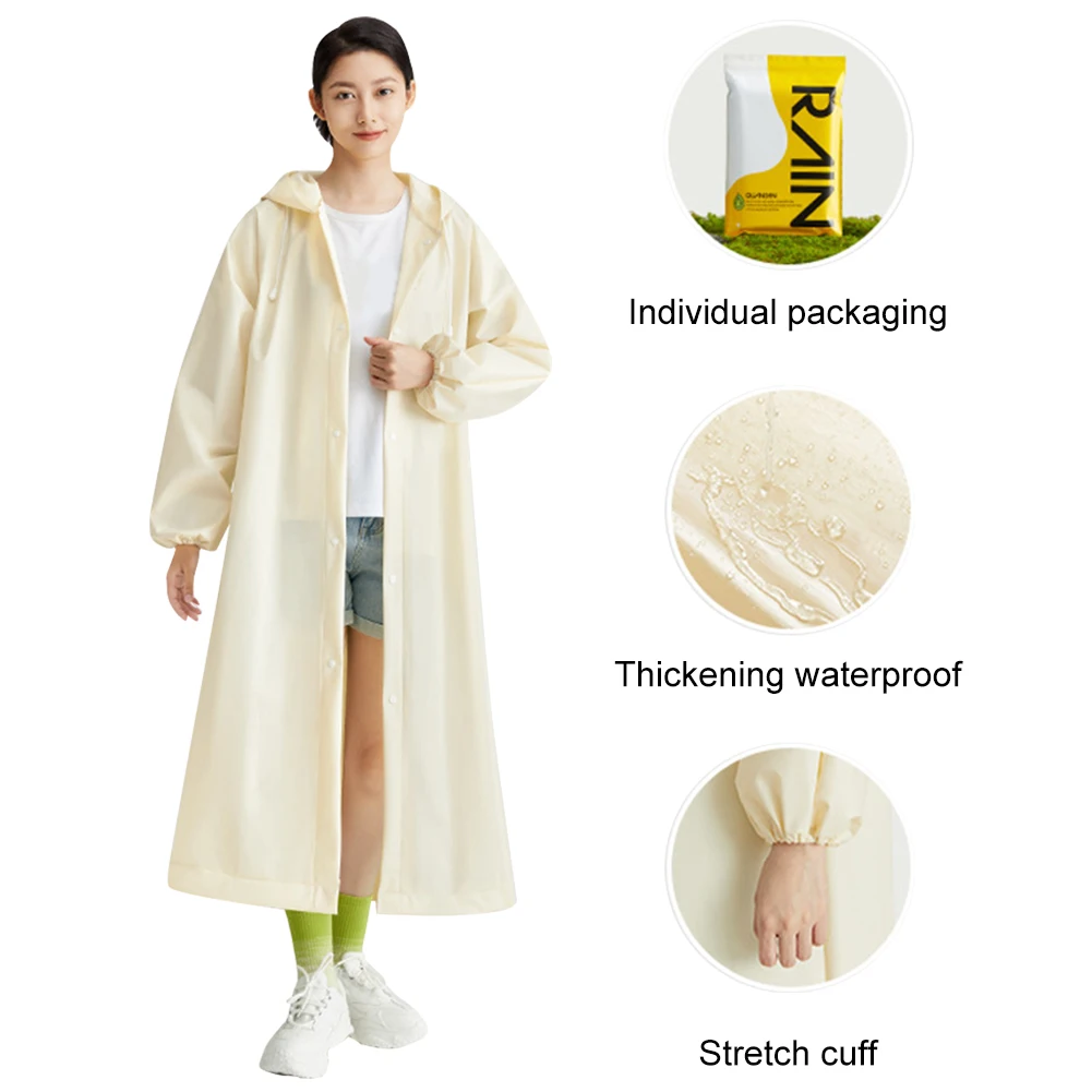 Adult Raincoat Non Disposable Long Full Body Transparent Thickened Raincoat Women Men Rain Coat For Outdoor Hiking Travel