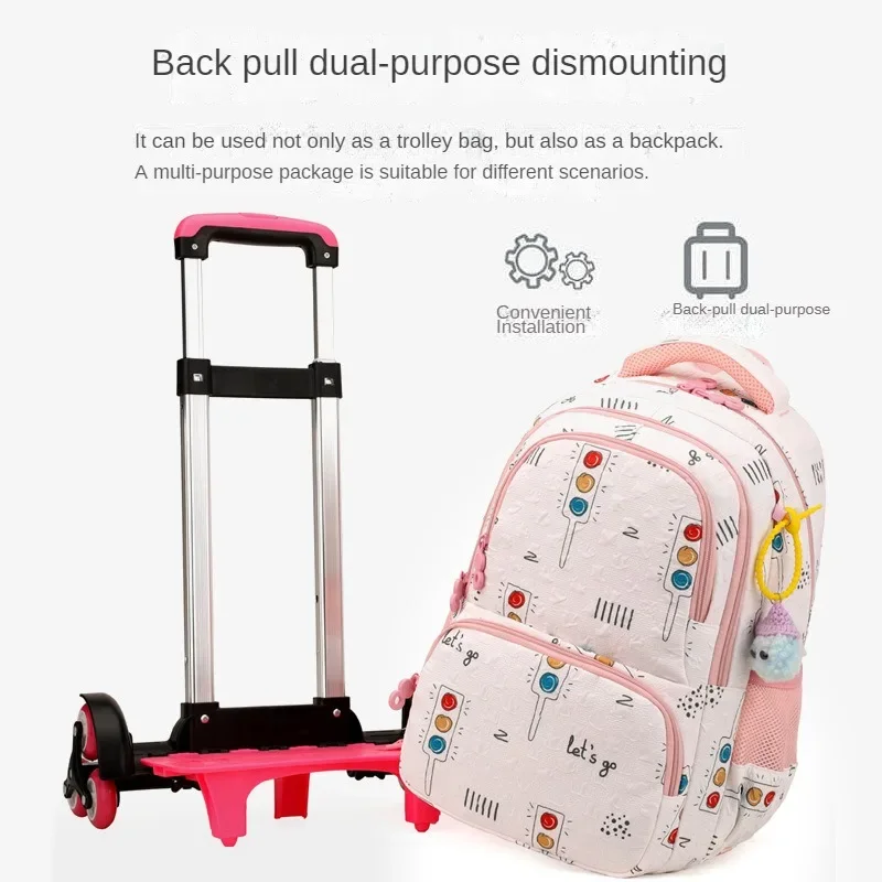 Children School Rolling Backpack School Wheeled Backpack for Girls Rolling Backpack Bags for Kids School Trolley Bag Mochila