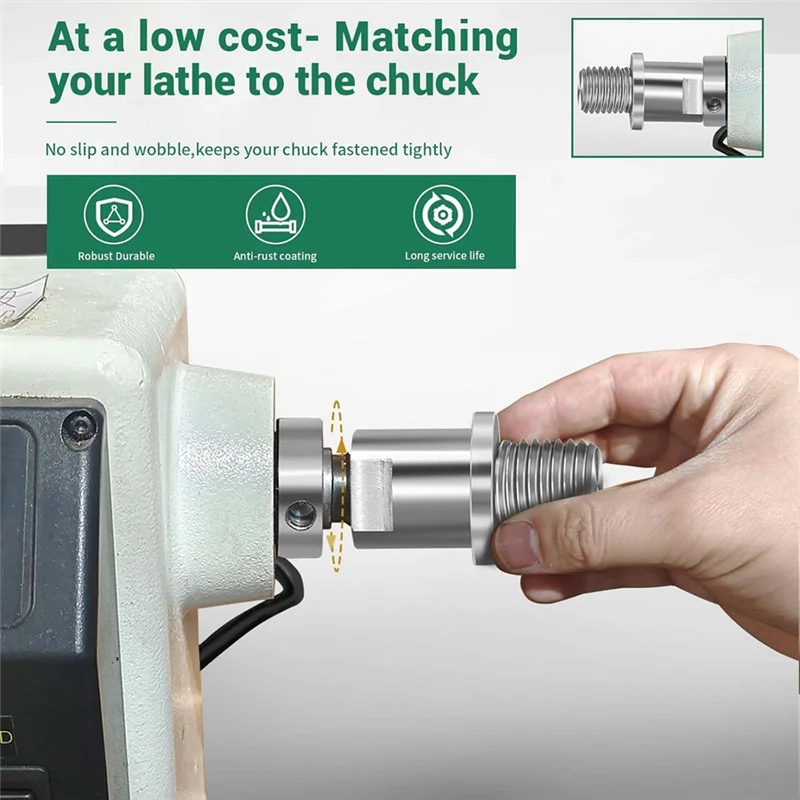 

A53Q-Lathe Headstock Spindle Adapter, Converts 5/8 Inch To 1 Inch X 8, For Woodworking Lathes