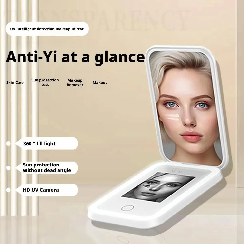 UV Detection Makeup Mirror With HD Camera And Light Sun Beauty Mirror Handheld Quick Protection Testing Portable Folding Mi Y9P1