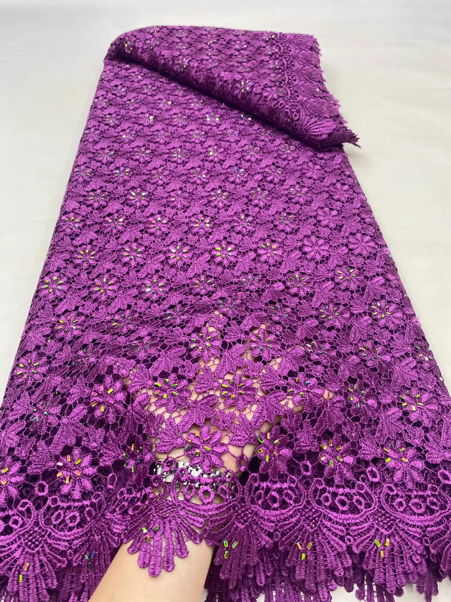 

African Nigerian 2025 High-Quality Embroidery Mesh French Tulle Sequins for Wedding Party Lace Fabric Dresses 5 Yards DP0459