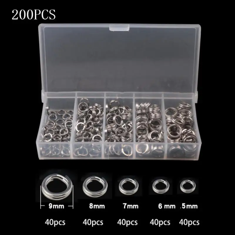 ✰✪Fishing Split Rings 5 Sizes Set Stainless Steel Lure Connectors Anti Rust for Saltwater Freshwater Bait Assembly