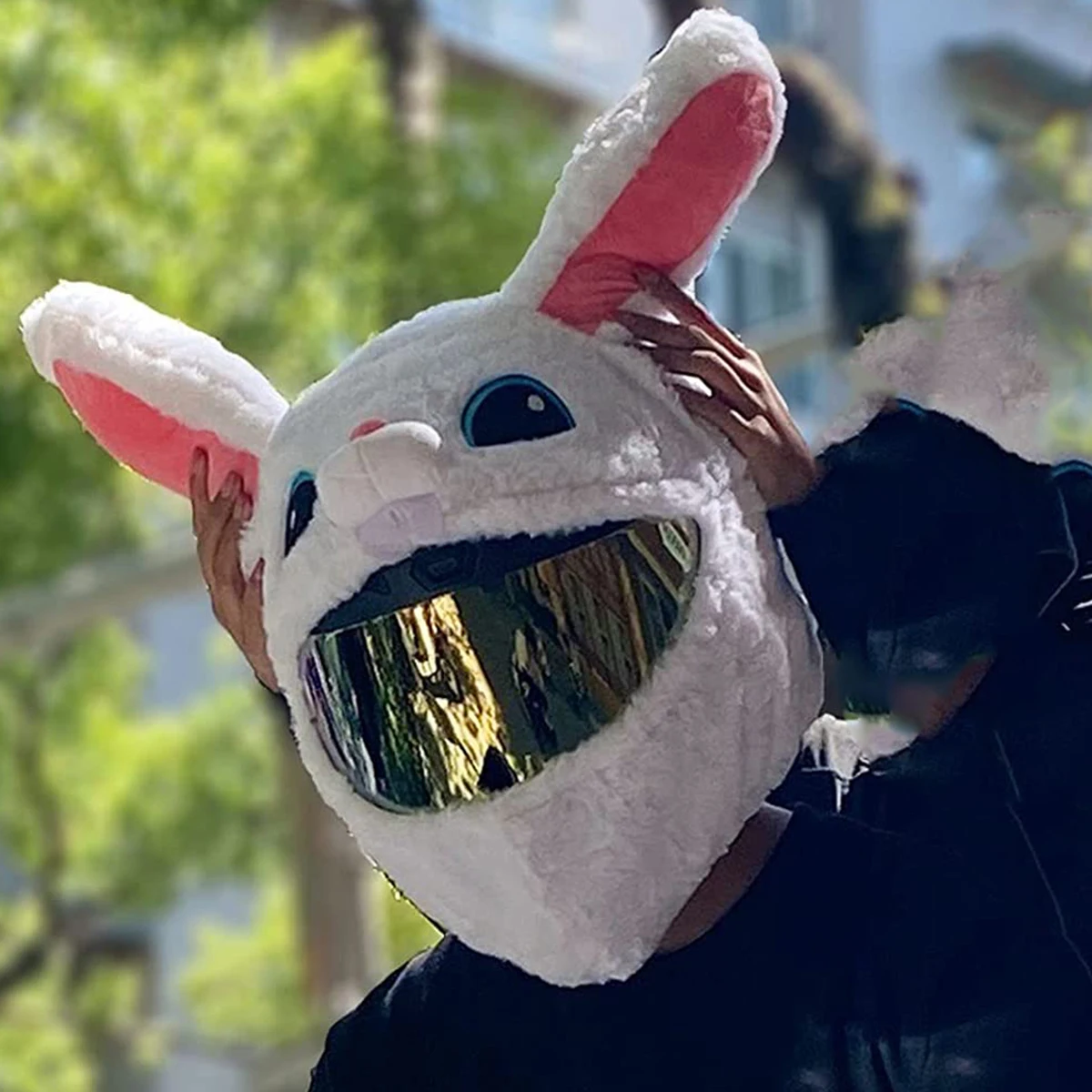 

Rabbit Plush Helmet Cover Motorcycle Helmet Cover for Full Helmets Fun Helmet Cover Personalized Helmet Covers Christmas Gifts