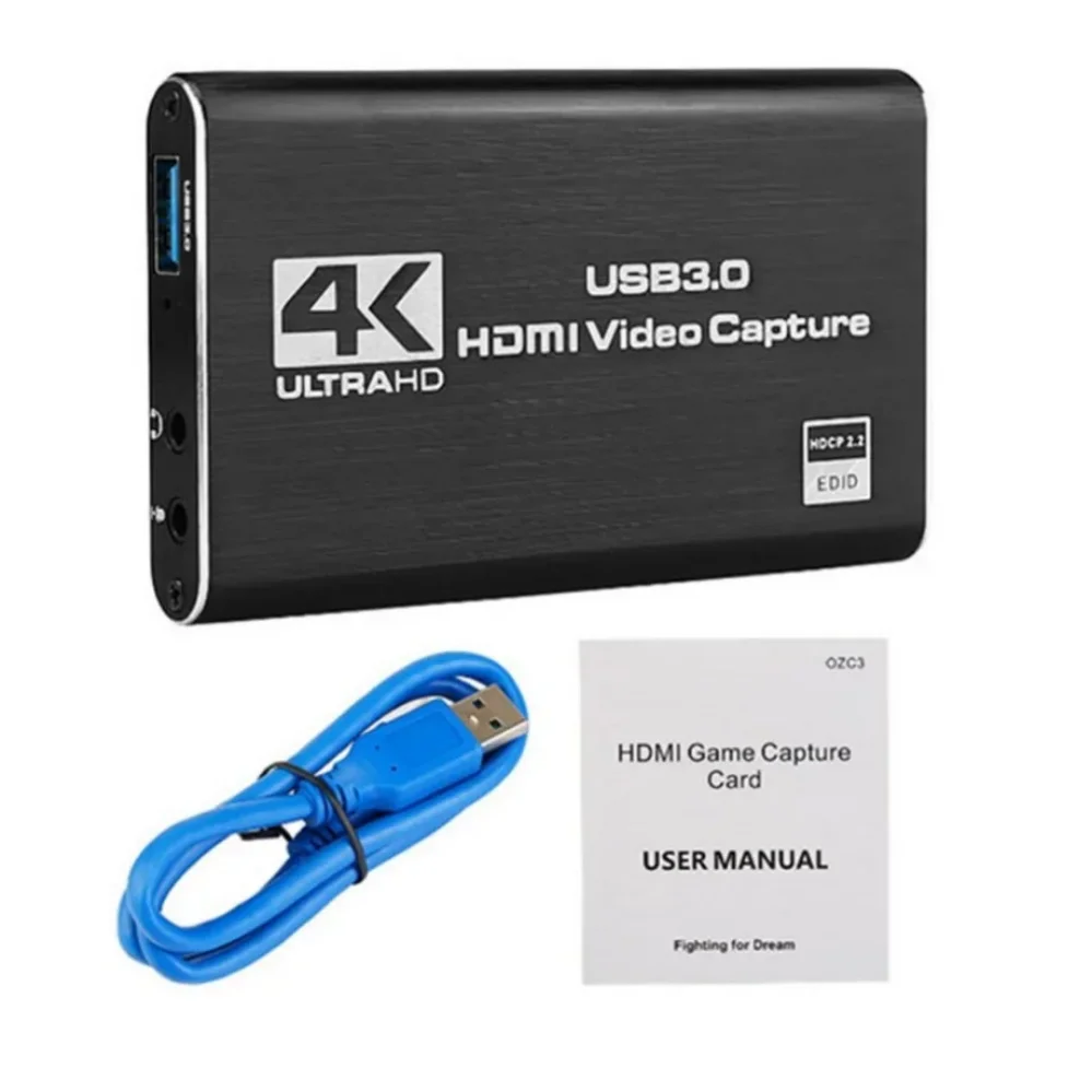 Tarjeta de captura de vídeo 4K HDMI compatible con USB 3,0, 60fps Dongle 1080P, grabadora de vídeo para OBS, captura de juegos en vivo