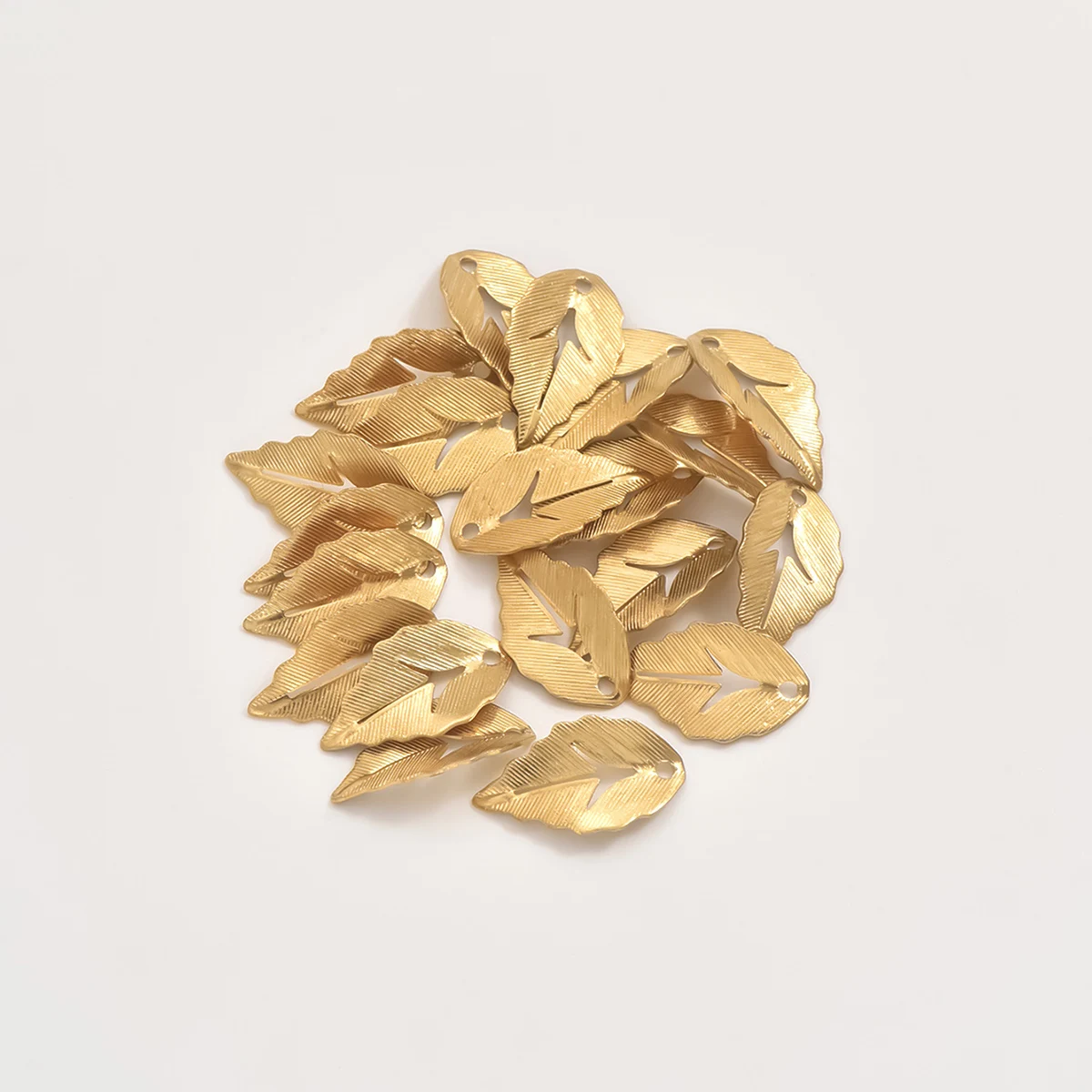 20pcs original brass pendant mini single hole striped leaf pendant for DIY earrings and jewelry making supplies