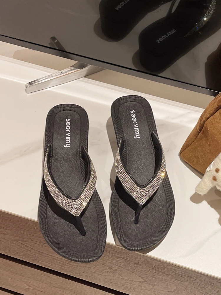 

Women's Summer Faion Thi Bot Diamond Bule Slippers Anti-Slip Casual High Heel PVC Material Easy to Wear