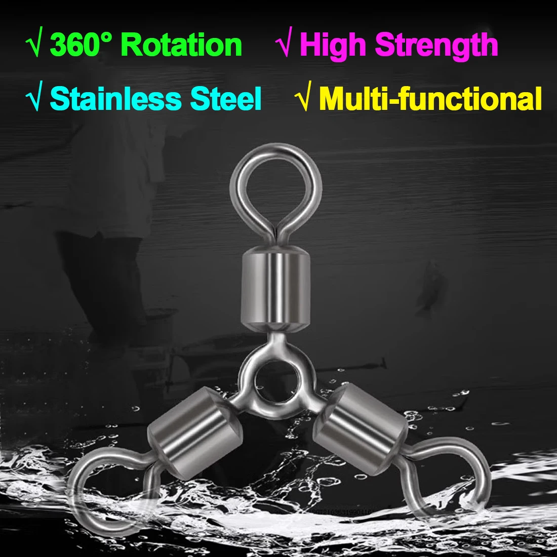 FishTrip Three Way Swivels O-shape for Catfish Rig & Bottom-Bouncing Rig Stainless Steel Fishing Tackle Accessories