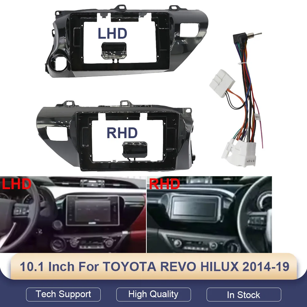 Marco embellecedor de radio para coche de 10.1 pulgadas para Toyota Hilux Revo 2014-2019, kit de embellecedor de salpicadero, placa de montaje de estéreo