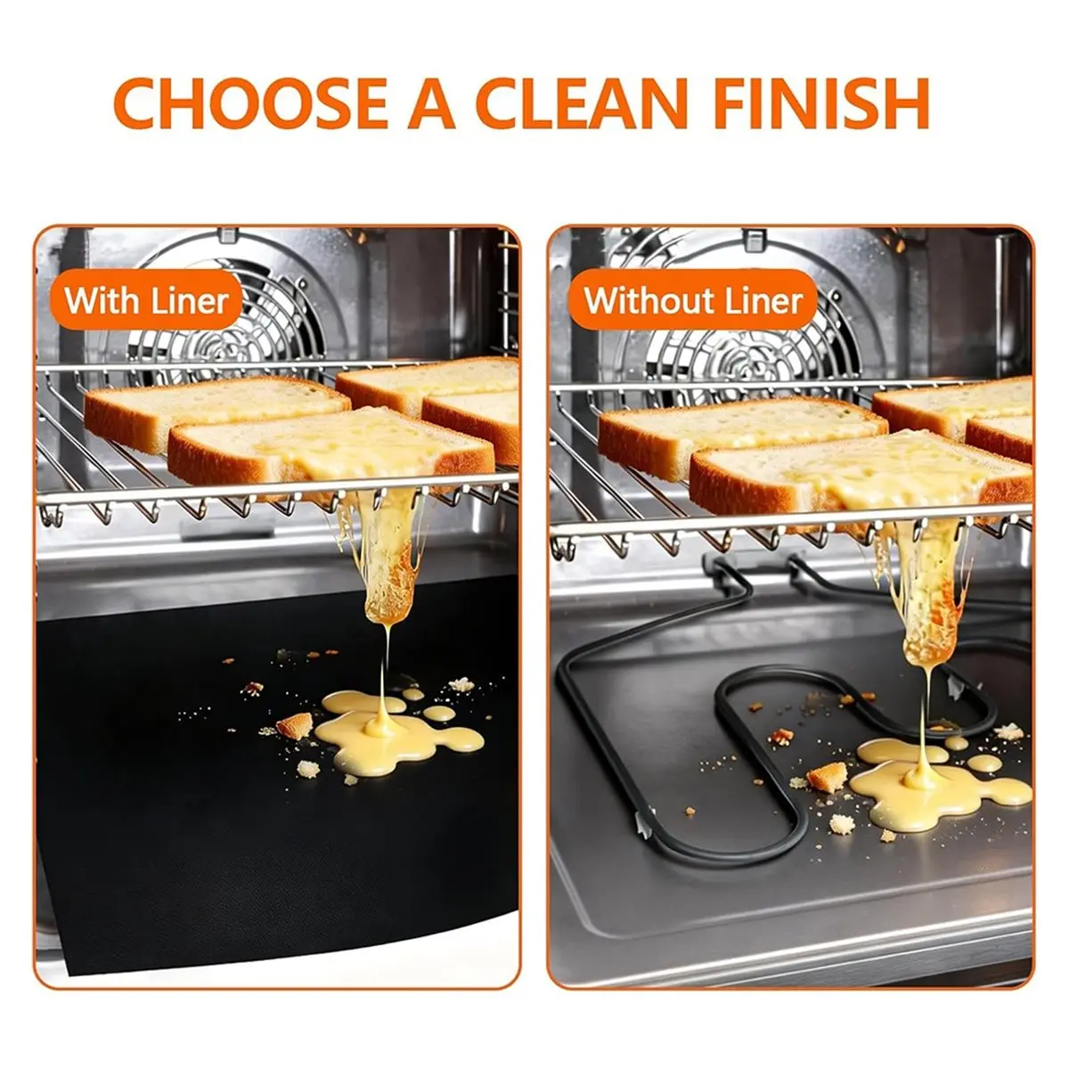 newA10R 5-Pack Large Oven Liners 50 X 40 cm Heavy Duty Non-Stick Oven Liner and Reusable Baking Mat for Bottom of Fan Electric