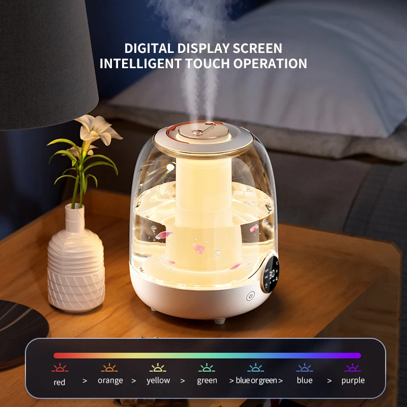 Humidificador de doble pulverización, humidificador de 3L, enchufe Usb, escritorio doméstico, Mini pantalla Digital portátil, temporizador inteligente, atmósfera, luz nocturna