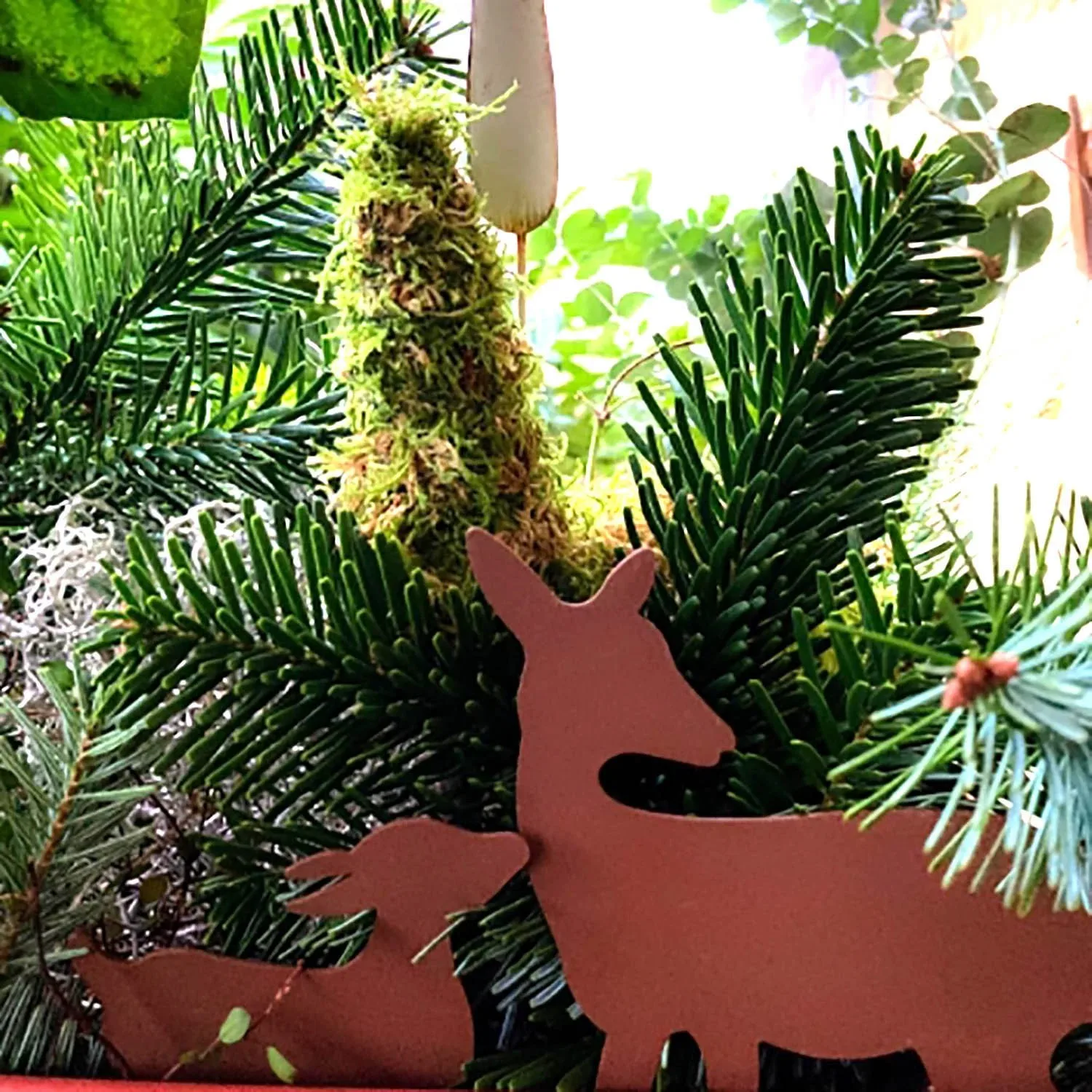 Christmas Garden Ground-Mounted Decorations 2 Trees 3 Deer Rusty Ground-Mounted Home Garden Outdoor Animal Sign Board