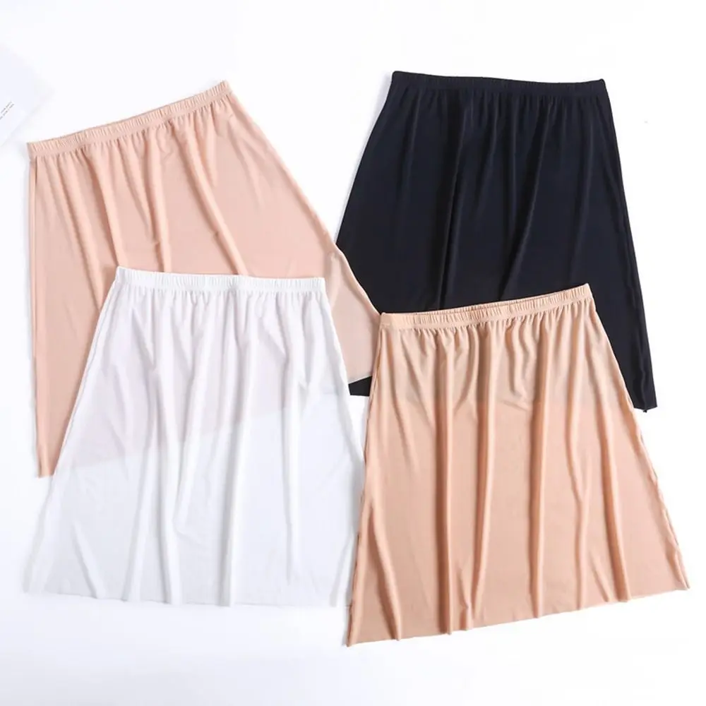 Petticoat Solid Color Cotton High Waist Long Petticoat Ice Silk Underskirt Underskirt Half Slips Safety Underskirt Slips