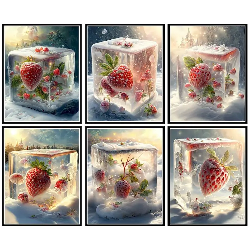 

GATYZTORY 50x65cm Painting By Numbers Iced strawberries HandPainted DIY Oil Painting Drawing On Canvas Unique Gift Home Decor