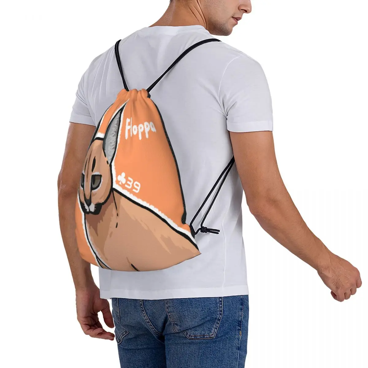 Mochila grande cordão para escola jogo, esportes saco, bolsa, 246, Floppa