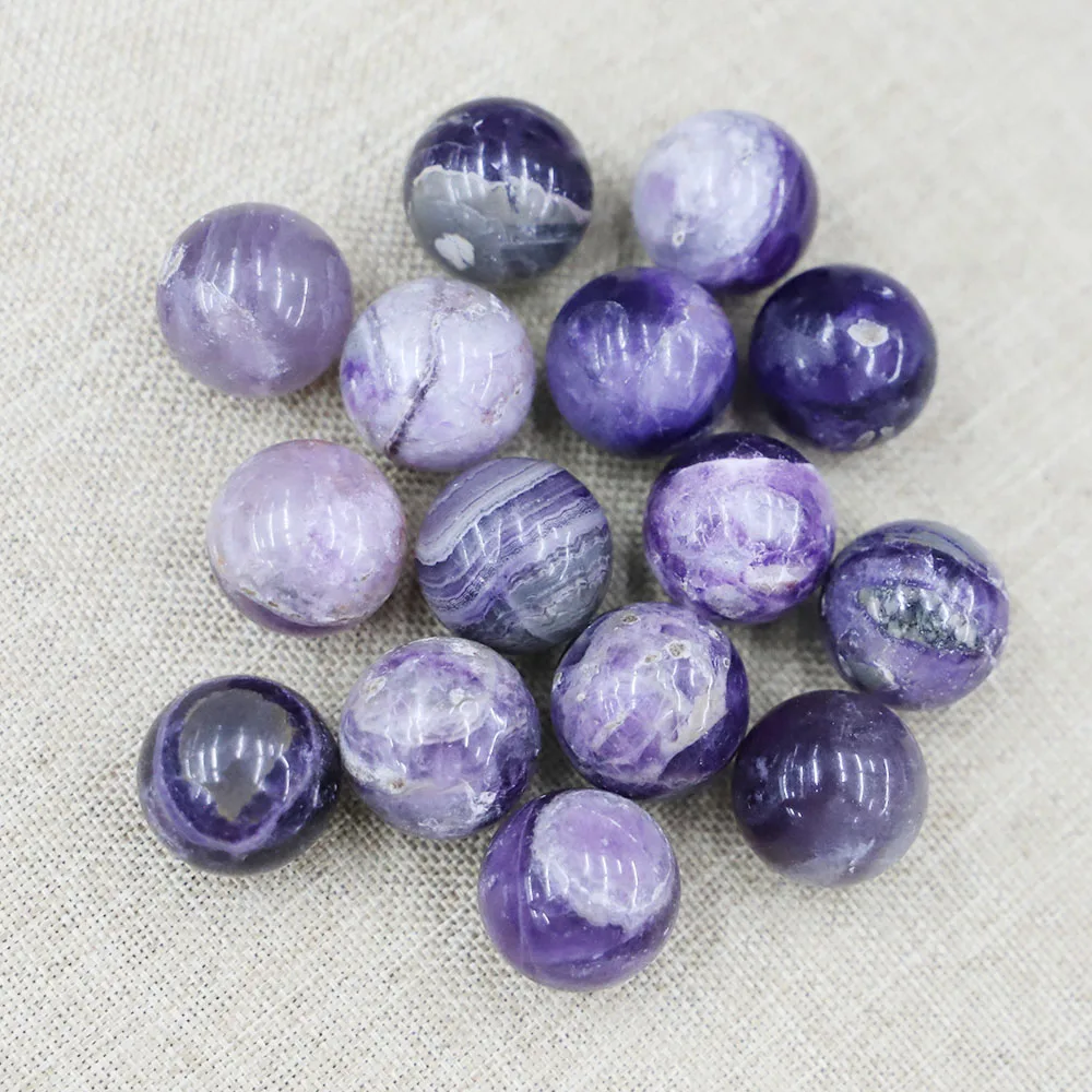 20MM Natural Stone Amethyst Non-porous Beads Ornament Round Loose Crystal DIY Necklace Bracelet Jewelry Making Accessories 12Pcs