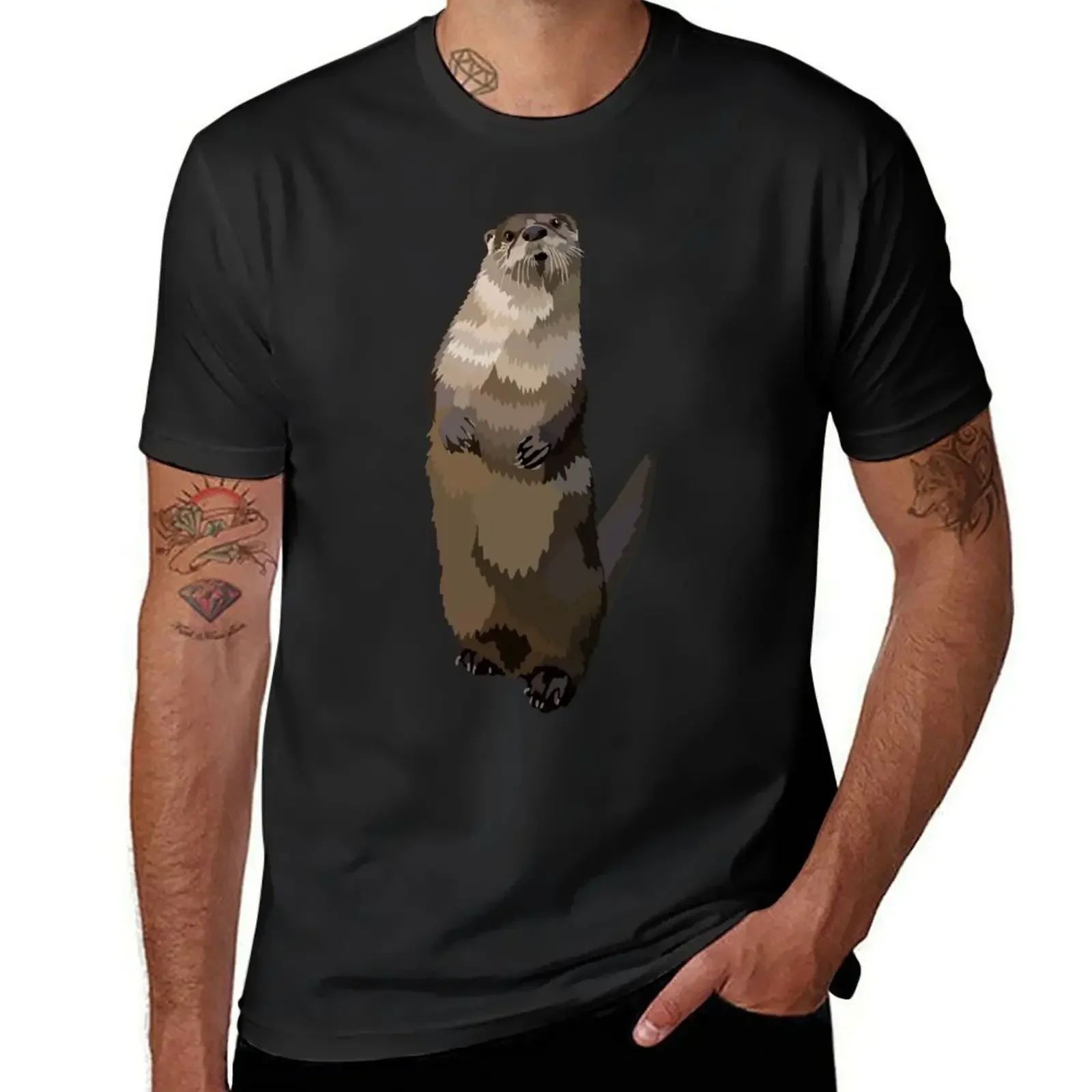 

N is for North American River Otter T-Shirt tees Blouse oversized graphic tee t shirt for men