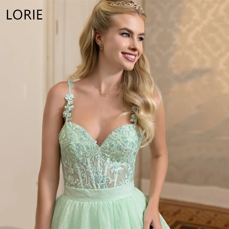 

LORIE A-Line Mini Tulle Party Dresses Evening Spaghetti Strap Homecoming Prom Dress Sleeveless Above Knee Prom Gown Customized