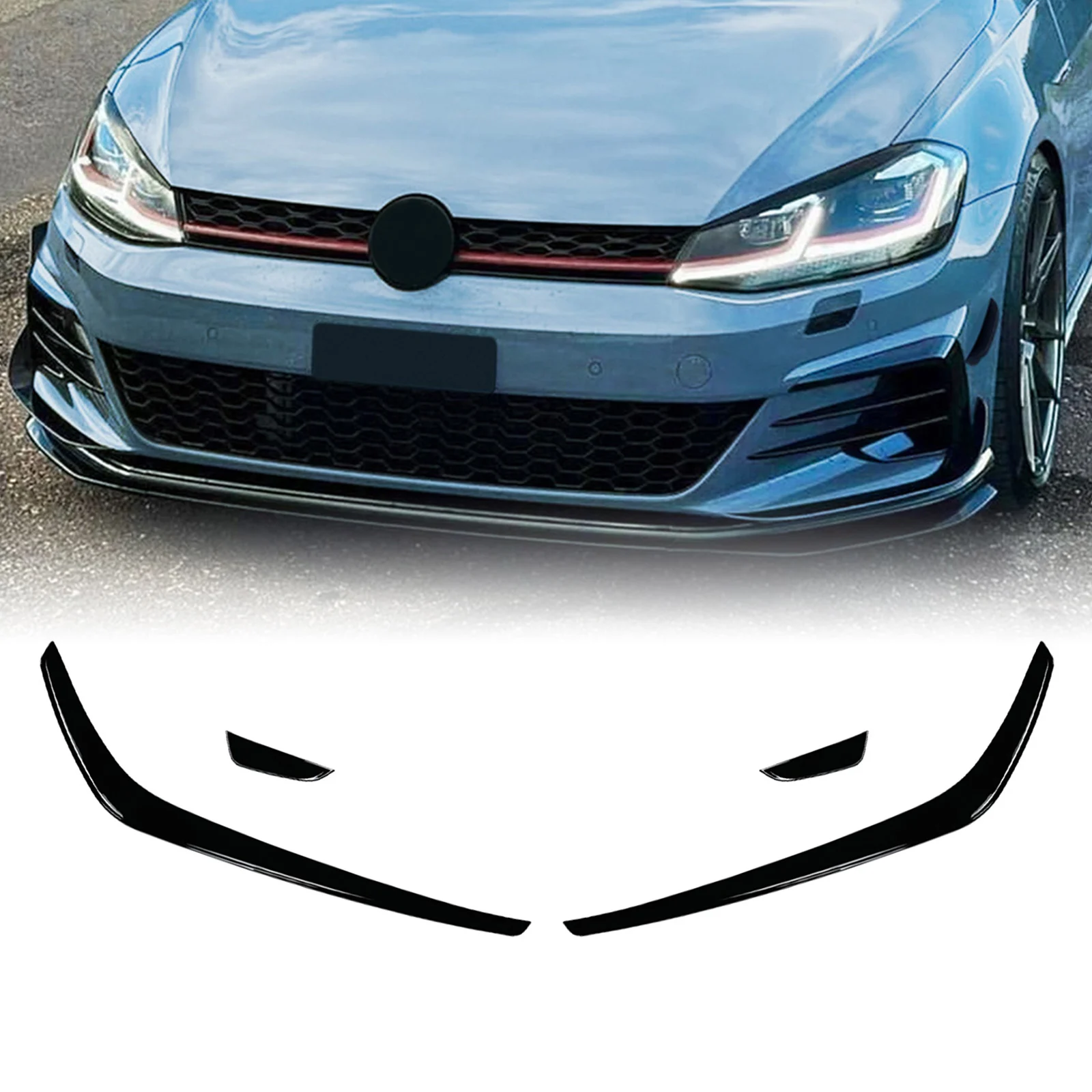 

Front Bumper Side Air Vent Trim For Volkswagen VW Golf 7.5 GTI R Line 2017-2019 Gloss Black/Carbon Fiber Look Spoiler Canards