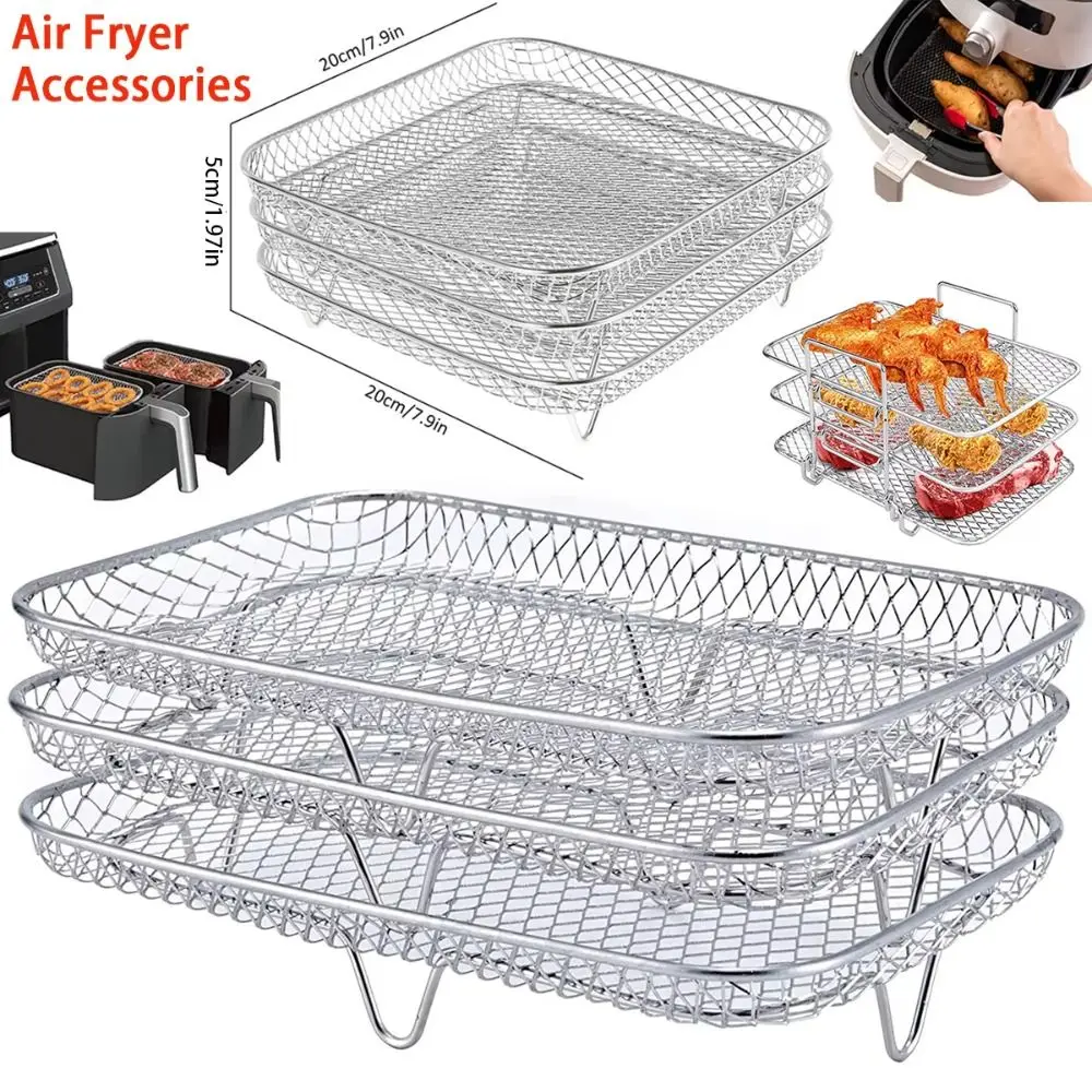 Neues stapelbares Air Fryer Rack Antihaft-Grillgestell aus Edelstahl Airfryer Tray Küchenhelfer