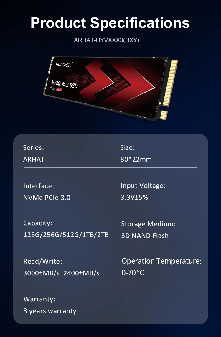 HUADISK M2 NVMe SSD 128GB 256GB 512GB Interne Festplatte 1TB 2TB PCIe 3.0 2280 Solid-State-Laufwerk für DELL PC Laptop – Detail 11
