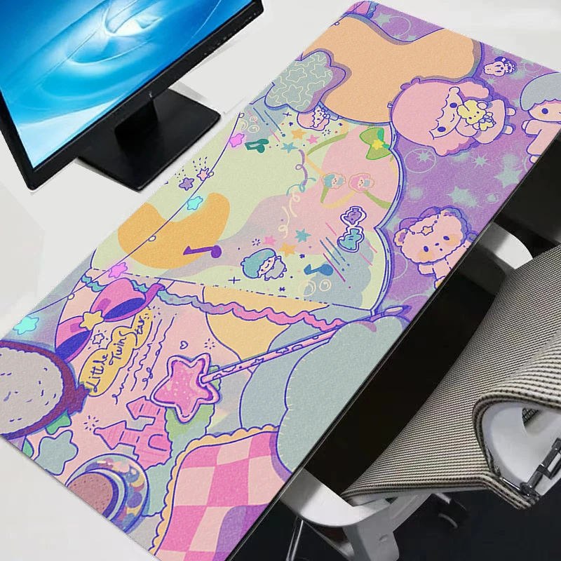 

Коврик для мыши Little Twin Stars, коврик для клавиатуры и мыши для компьютера, ноутбука, аниме-дизайн, большой коврик для геймеров, декоративный коврик для стола