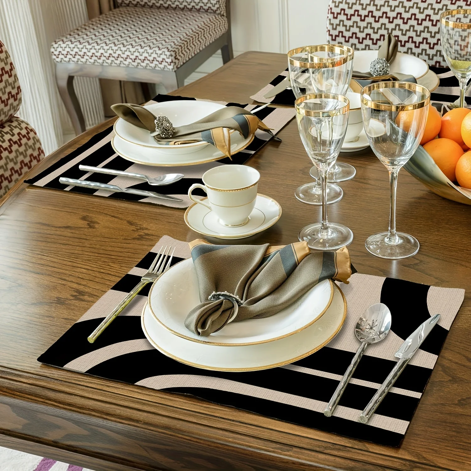 VIKAMA 4/6PCS Einfache Geometrische Tisch Matte Restaurant Küche Tisch Matte Tasse Matte Esstisch Dekoration Hause Dekoration