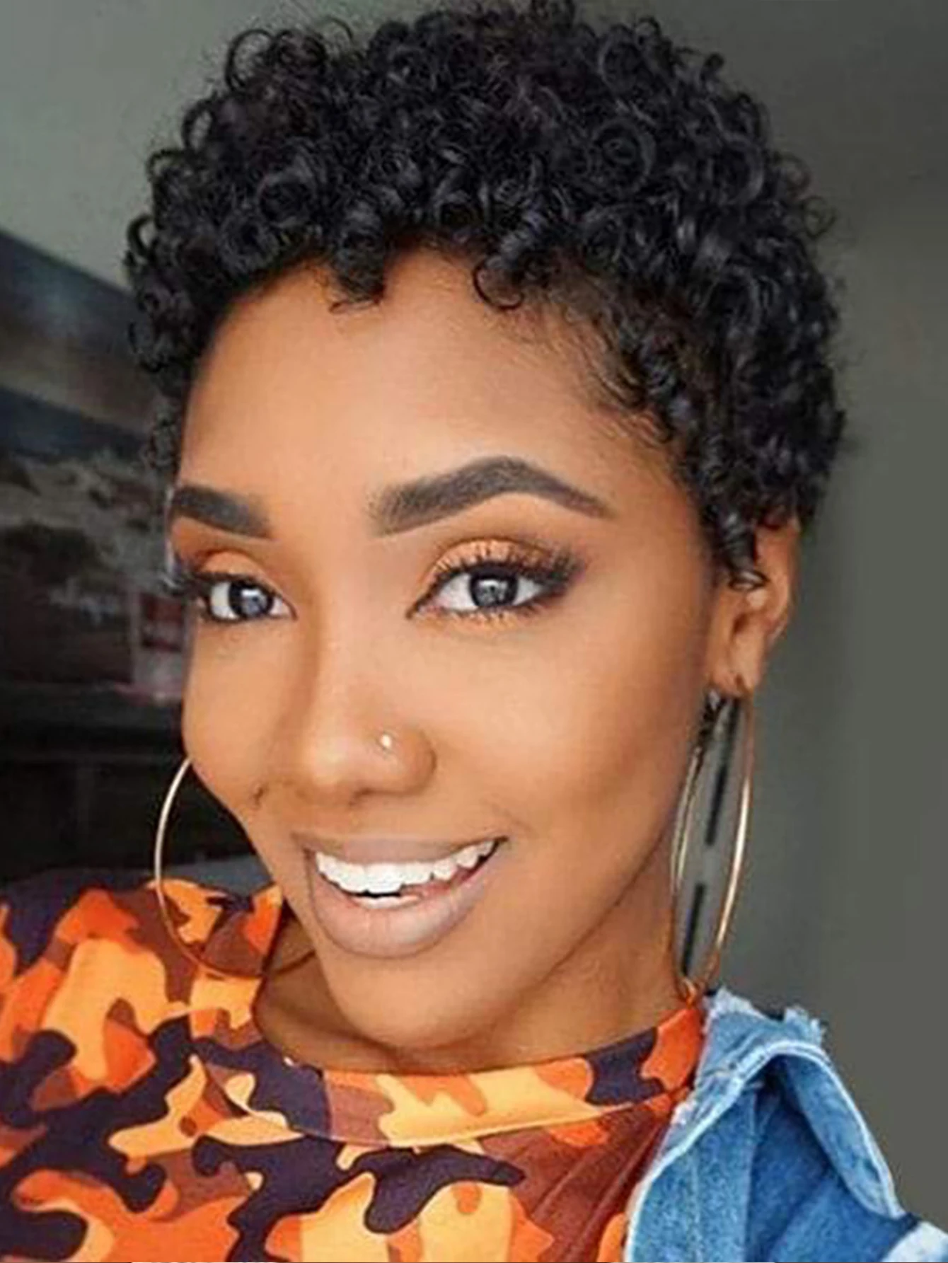 YELOWTIM África gente negra moda señora pequeña bola de pelo rizado sombreros Micro rollo peluca Europa América mujer pelo corto y rizado