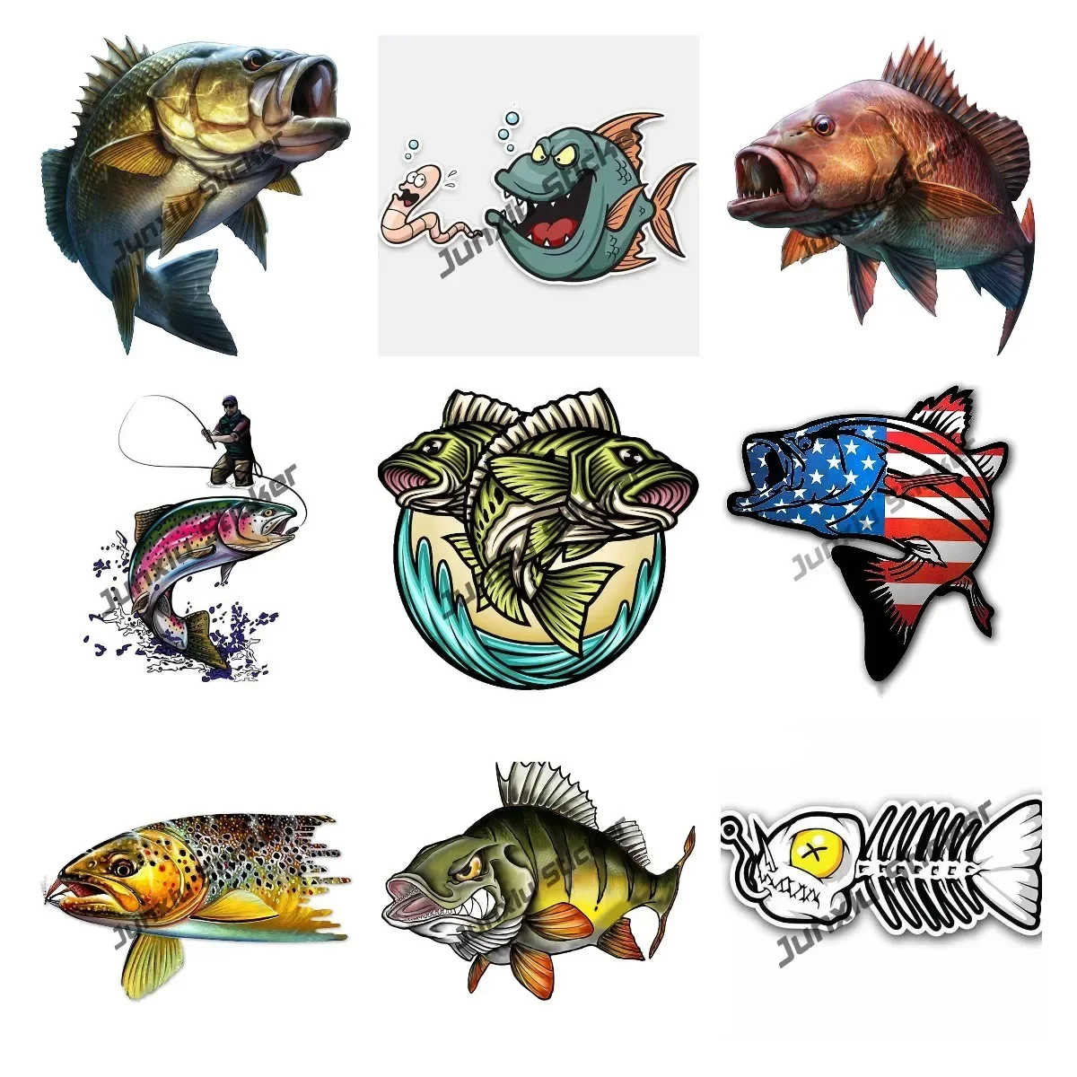 

Fish Stickers Fish Skeleton Decals Perch Largemouth Bass Vinyl Sticker for Kayak Car Fisherman Fishing Waterproof Accessories