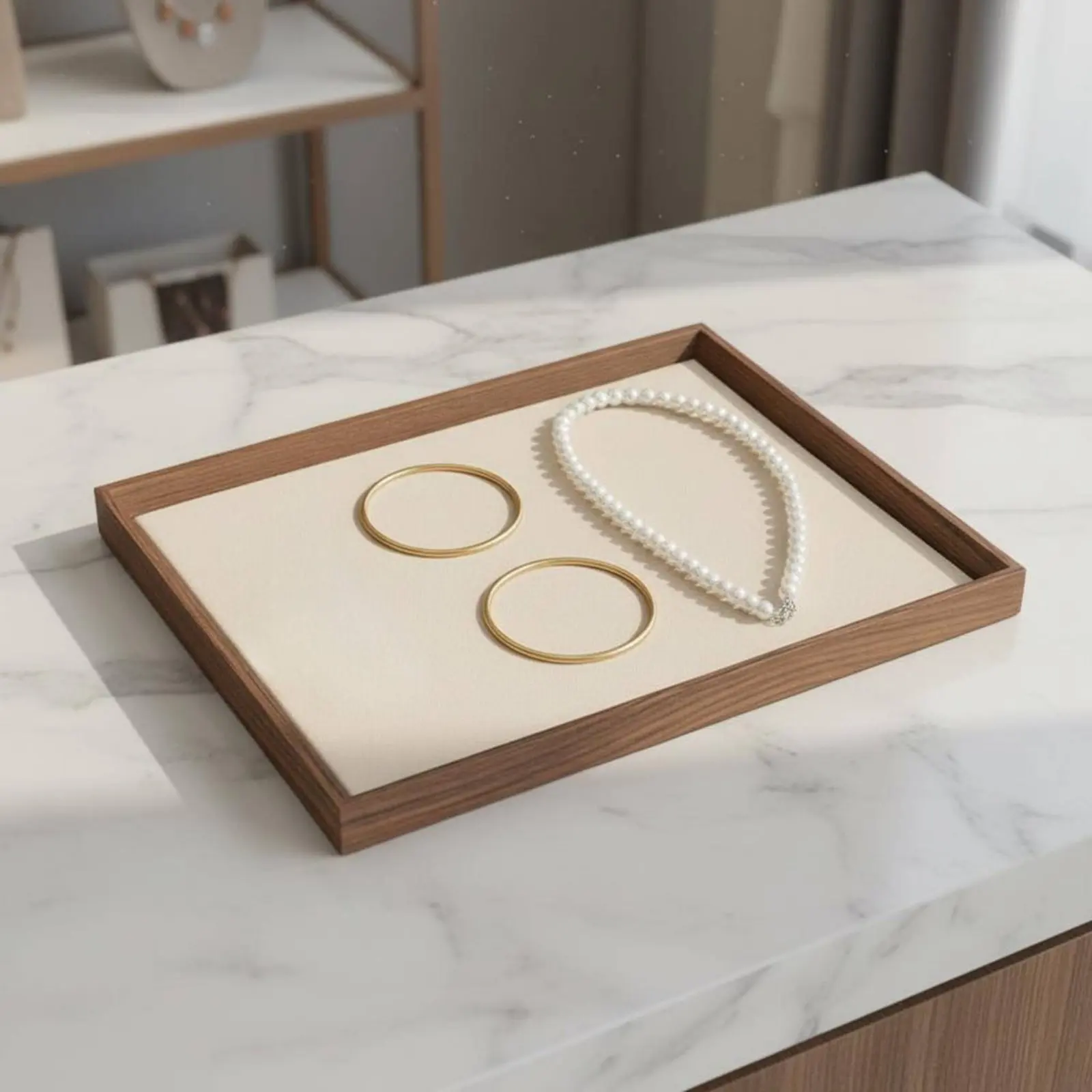 

Поднос для демонстрации из черного ореха: прочный и устойчивый деревянный лоток для украшений, ручной работы, для дома и бутика