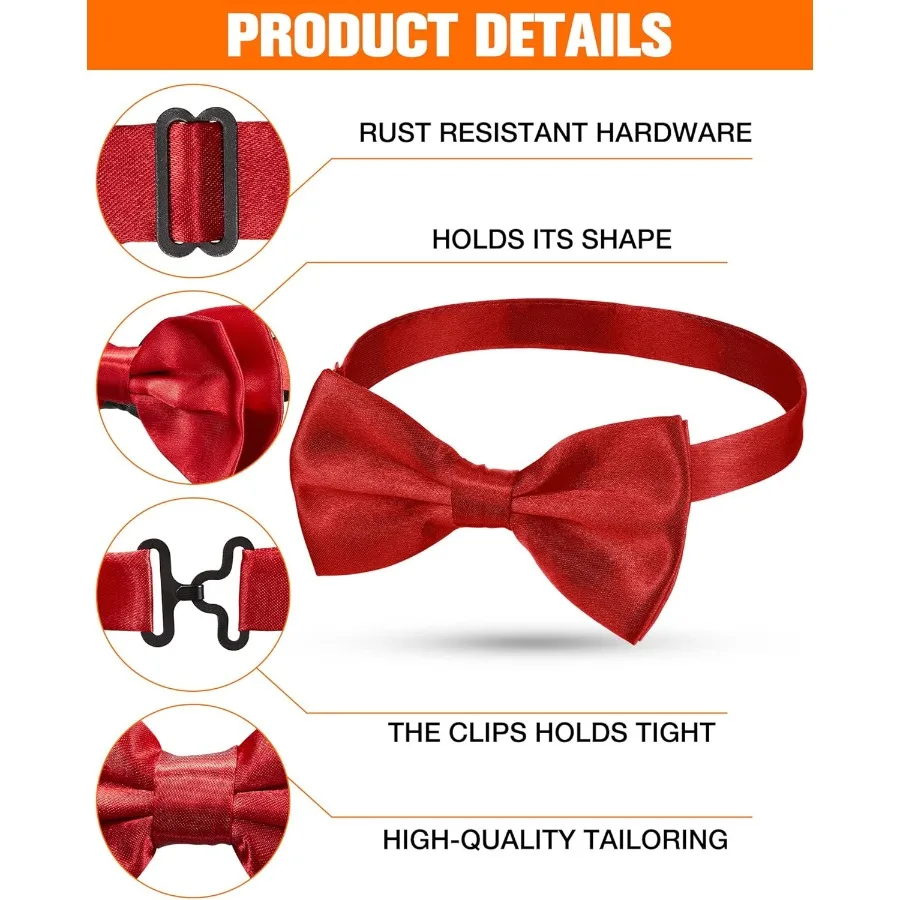 20 Pezzi Papillon da Uomo Formale in Raso Solido Tuxedo Lunghezza Regolabile Papillon PreAbbigliati per la Celebrazione del Matrimonio Perfetto per Gro