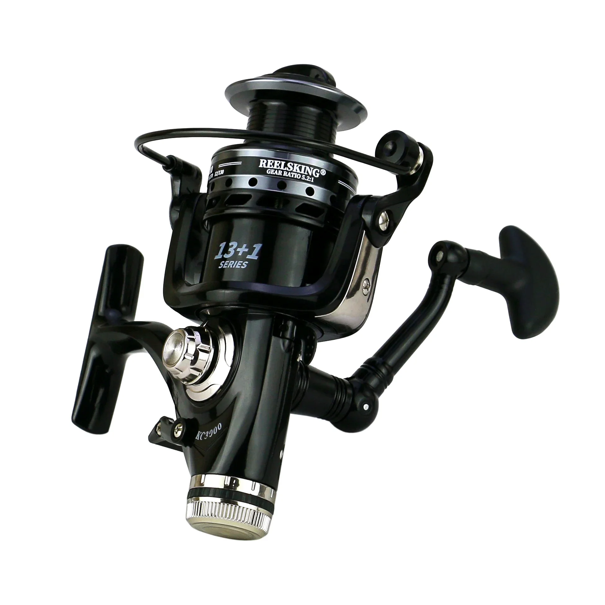 Imagem -05 - Metal Spool Carretel de Pesca com Freio Duplo Baitcasting Reel Roda Girando Ferramentas de Pesca 13 Mais 1bb 5.2:1 Relação de Engrenagens