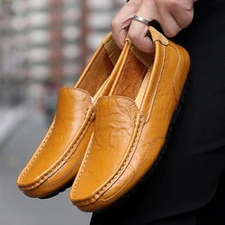 Men Loafers Leather Shoes For Men Casual Shoes Moccasins Breathable Slip On Sneakers Men Driving Shoes Comfort Flats Dress Shoes