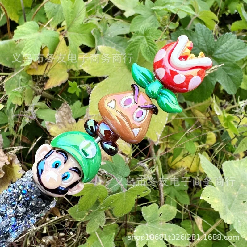 5/10pcs cartoon ornament  through-hole resin bead DIY mobile phone chain keychain car hanging bead pen accessories gift view 3