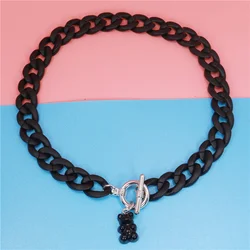 Trendy Acrylic Chain OT Buckle Bear Pendant Necklace Brilliant Colors Necklaces Jewelry For Women Girls Kids Gift Wholesale