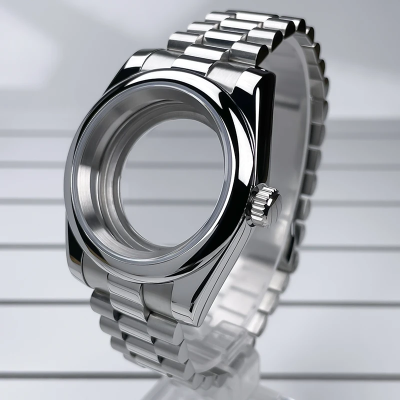 NH35 Case 39mm Stainless Steel President Bracelet Sapphire Glass Seik Mod Skx Parts Replacemet Case Fit Nh35 Nh36 Movement Watch