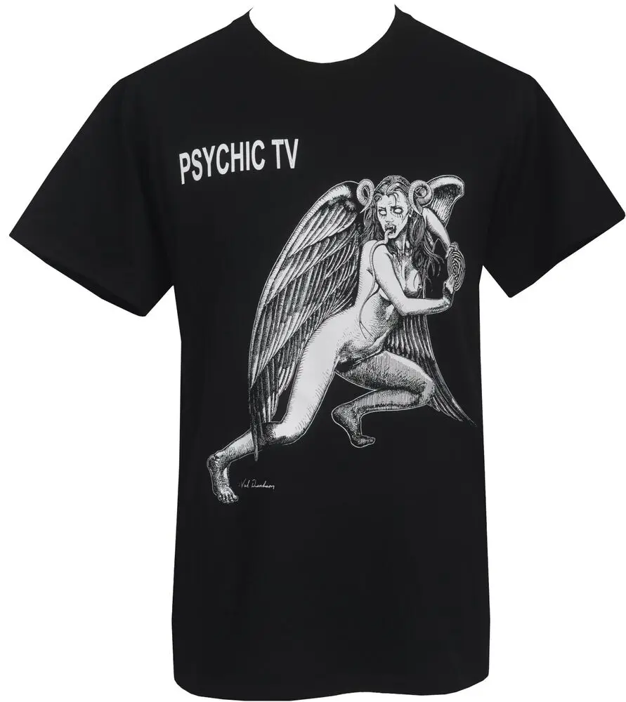 Psychic TV Men's T-Shirt Val Denham PTV Angel Demon Industrial MusicLuxury Brand Retro OversizedAnime Graphic T-shirts for Men C