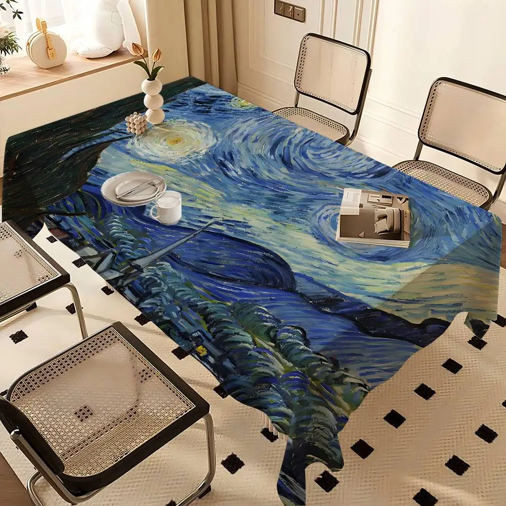 Van Gogh Rechteckige Tischdecke, Tischdekoration, wiederverwendbar, wasserdicht, für Küche, Esstisch, Urlaub, Party, Dekoration