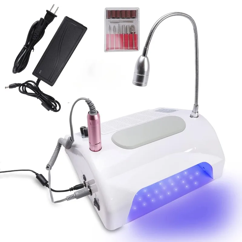 Coletor de Pó para Unhas 5 em 1 para Unhas de Acrílico, Máquina de Perfuração Elétrica para Unhas 30000rpm, Lâmpada UV LED para Unhas de Gel