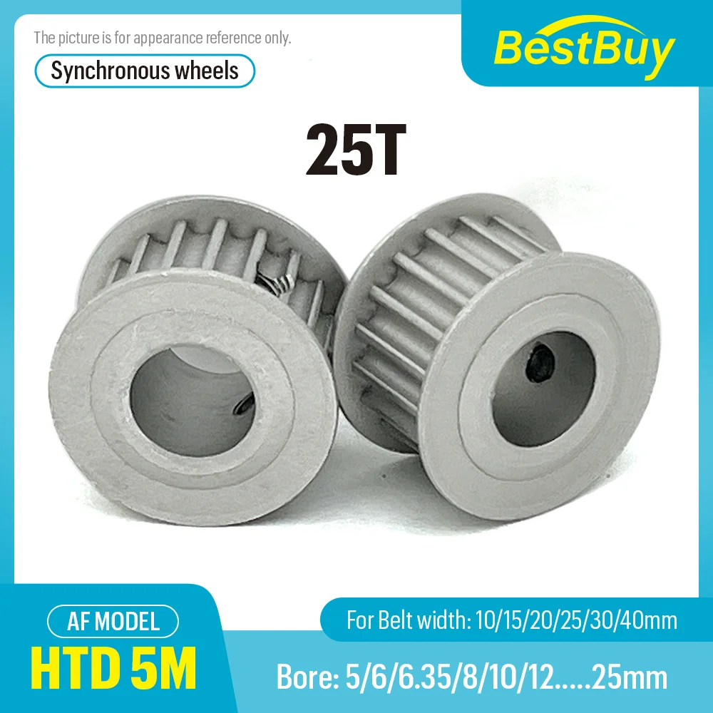 Poulie de Synchronisation HTD à 25 Dents de 5m, Alésage de 5mm à 12.7mm pour Courroie de 10/15/20/25/30/40mm de Largeur Utilisée dans la Poulie Linéaire