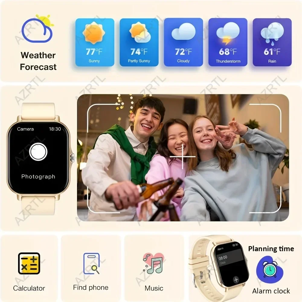 Monitor with Wireless Calling Custom Watch FacesMultiple Sports Modes Rechargeable BatteryNonWaterproof deal Gift for Holidays