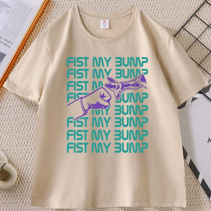 Fist My Bump Project Hail Mary T-shirt Women Funny Sci-Fi Space Tshirt Casual Round Neck Printed T Shirt Streetwear
