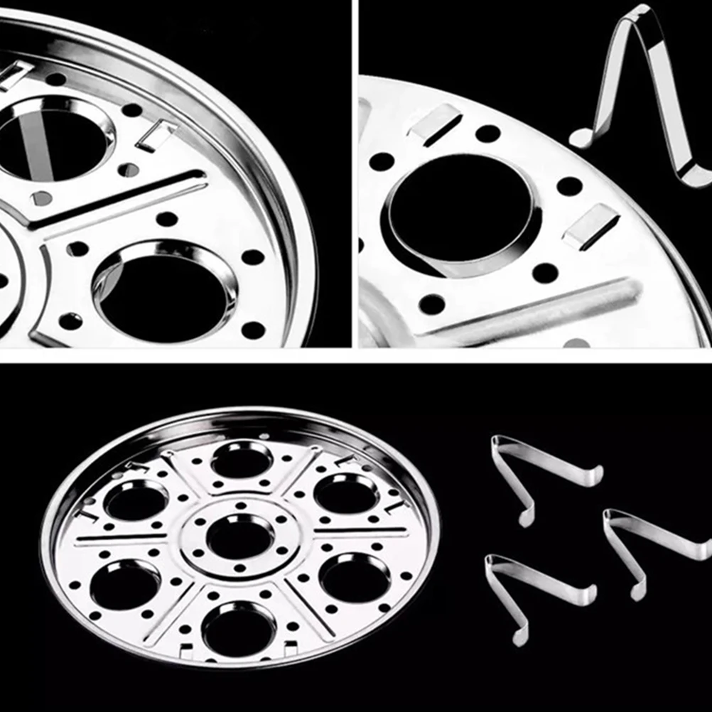 

2pcs Stainless Steel Steamed Egg Food Grade Kitchen Cookware Egg Steamer Steam For Eggs Fish Veggies Tamale Cooling Pot Stand