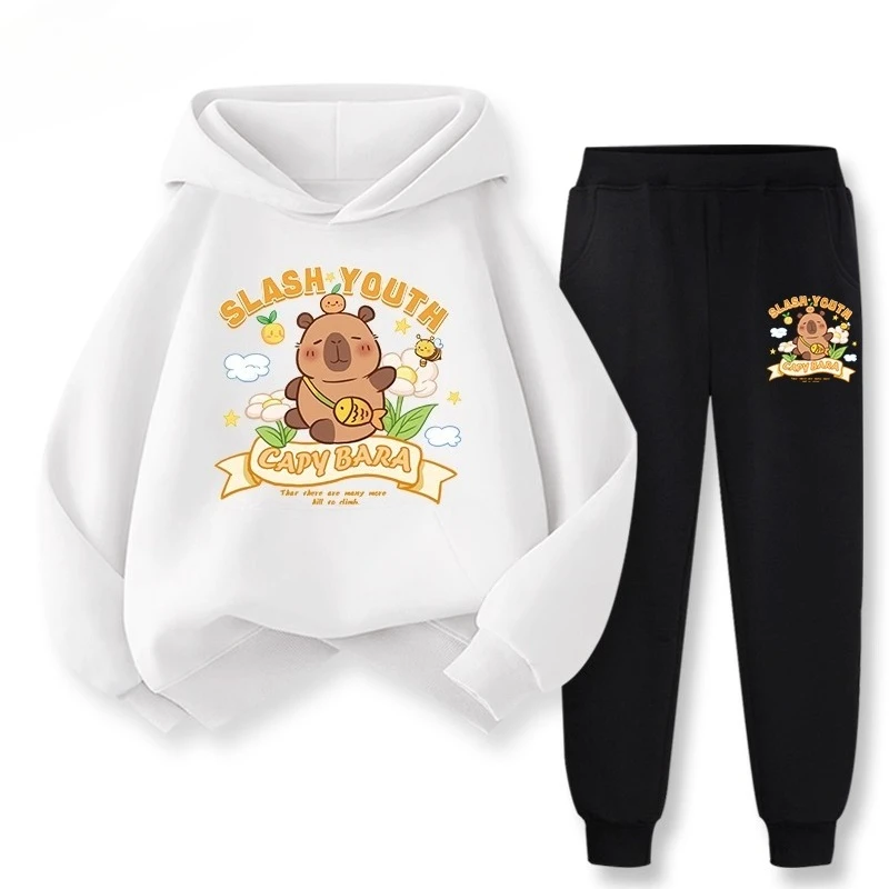 الخريف الكرتون كابيبارا المطبوعة الأطفال هوديس وبانت البدلة عارضة الدافئة الفتيان الفتيات طويلة الأكمام الاطفال أزياء عارضة الرياضة مجموعة #1