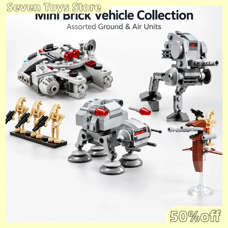 スター・ウォーズ-at-at-ウォーカー、タイファイター、ミレニアム・ファルコン-ミニチュア組み立てブロック-車両モデル-コレクション-デスクトップディスプレイ用-ブロックセット
