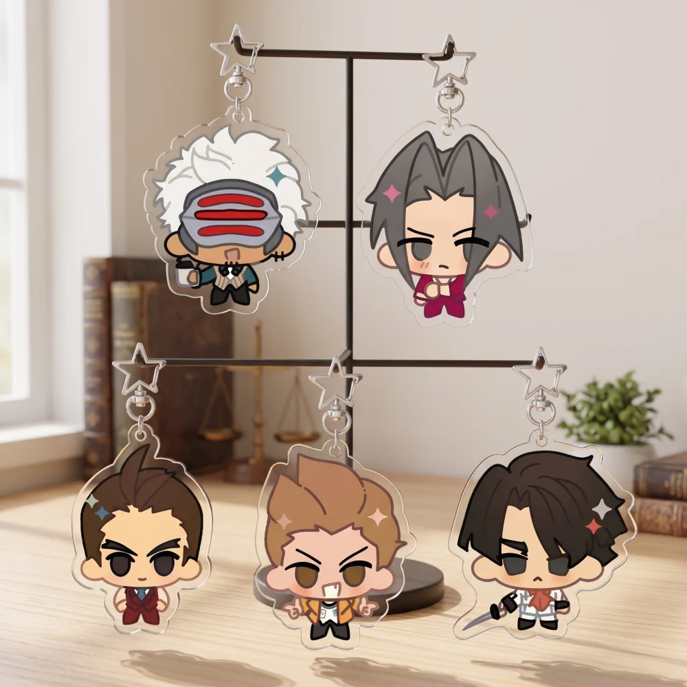 Anime Ace Attorney Acrylic Keychain Phoenix Wright Miles Edgeworth Godot Apollo Justice Keyring Bag Pendant Fans Gift Hot Sale