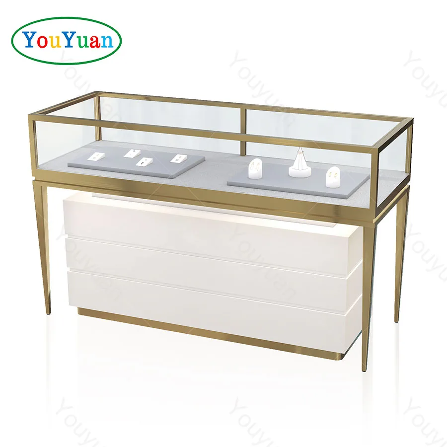 Custom.All-mounted Countertop Jewellery Display Cabinet With Classic Style Secure Jewelry Display Cases From YOUYUAN Factory