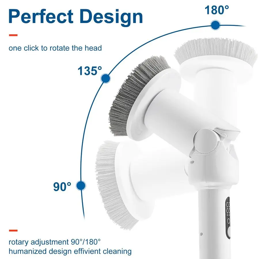 Electric Spin Scrubber, 2024 New FullBody IPX8 Waterproof Bathroom Cleaner Brush, Shower Scrubber with Long Handle amp 2 Speed,