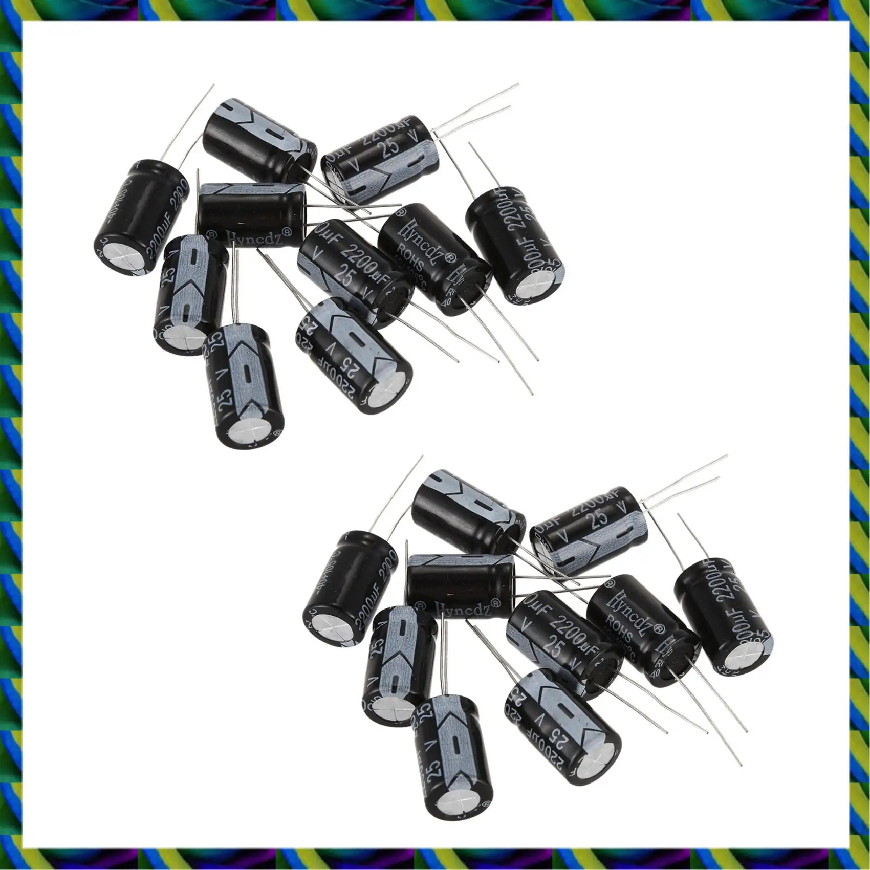 Diário 20 Pcs Preto 2200Uf 25V Capacitores Eletrolíticos De Alumínio Radial 1.3 X 1.3 X 2.1Cm