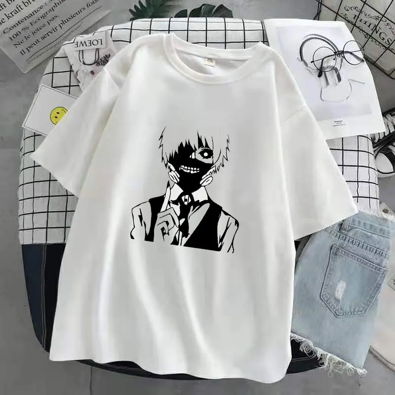 Oversized T-Shirt Men Women Cartoon Hot Japanese Anime Tokyo Ghoul Kaneki Ken Graphic Fashion Unisex Tshirt Summer Top Female